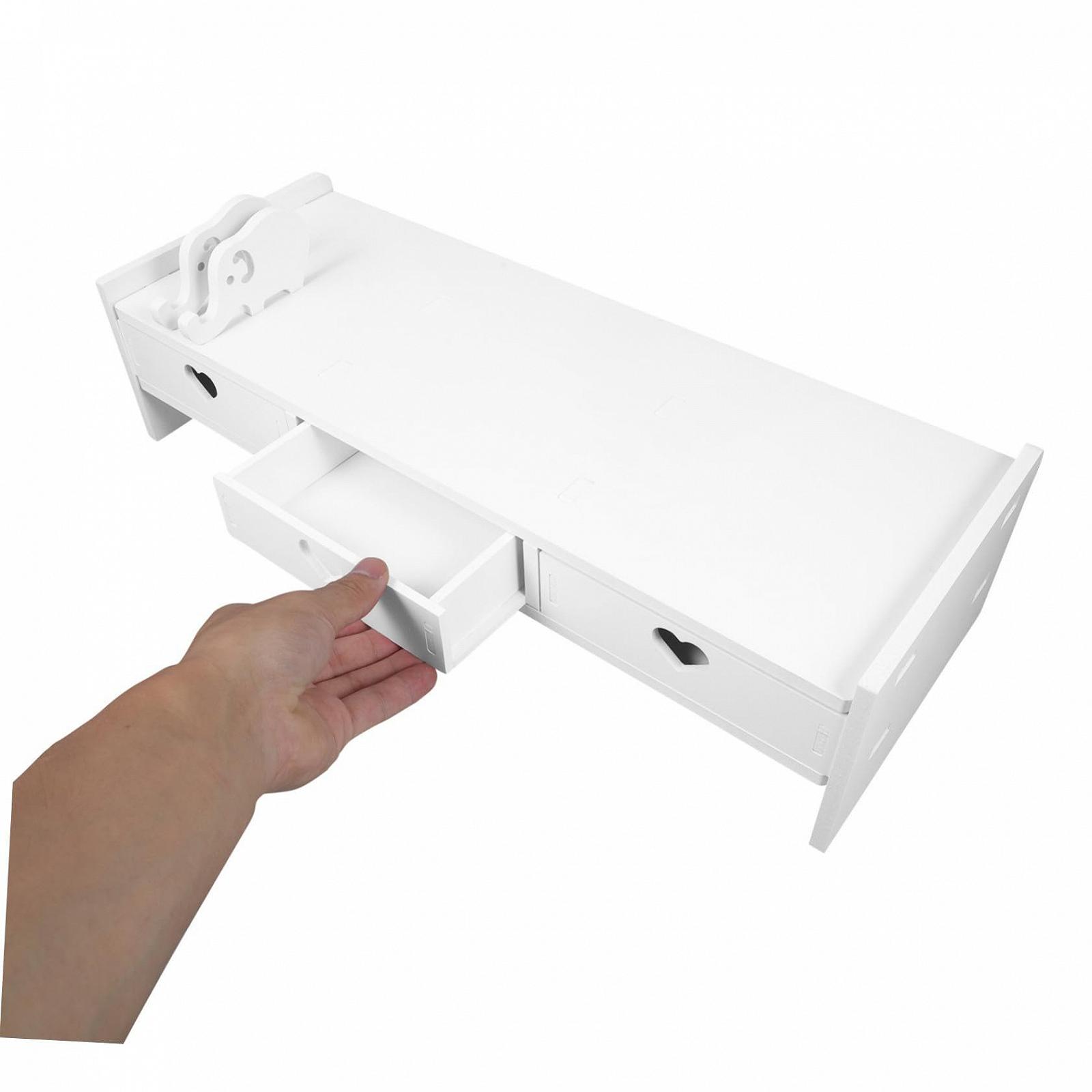 Подставка для клавиатуры Простой органайзер для офисного стола Подставка-подъемник для ноутбука Полка для компьютера с ящиками Органайзер для компьютерного стола ПВХ Белый, фото №4