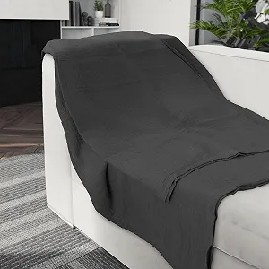 Одеяло Муслин Sleezzz, 150 x 200 см, Легкое летнее одеяло из 100% хлопка, Можно стирать Черный synthetic.ua - Фото 1
