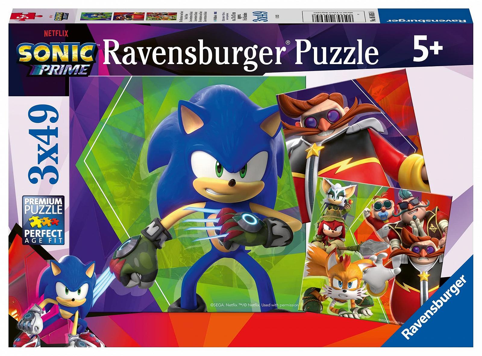 Детский пазл Ravensburger Sonic Prime The Adventures of Sonic 05695 3 x 49 деталей от 5 лет, фото №1