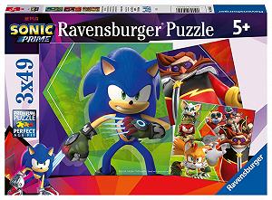 Дитячий пазл Ravensburger Sonic Prime The Adventures of Sonic 05695 3 x 49 деталей від 5 років - Фото 1