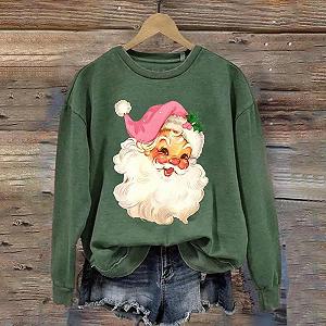 Женская Толстовка Qixiu С круглым вырезом Свободный крой Милый Санта-Клаус Узор Рождественский Женский Пуловер С длинными рукавами Графические Женские Осенние Зимние Рубашки Одежда synthetic.ua - Фото 1