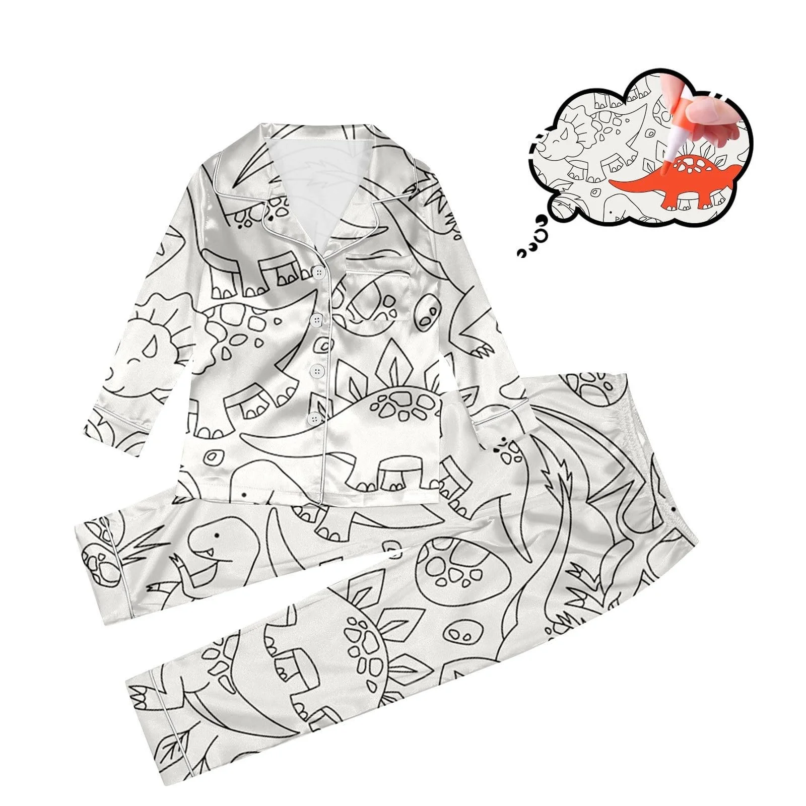 Дитяча піжама для розмальовування Cartoon Print White, фото №2 Дитяча піжама для розмальовування Cartoon Print White, фото №2