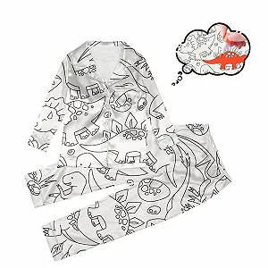 Дитяча піжама для розмальовування Cartoon Print White ціна на synthetic.ua - Фото 1 Дитяча піжама для розмальовування Cartoon Print White synthetic.ua - Фото 1