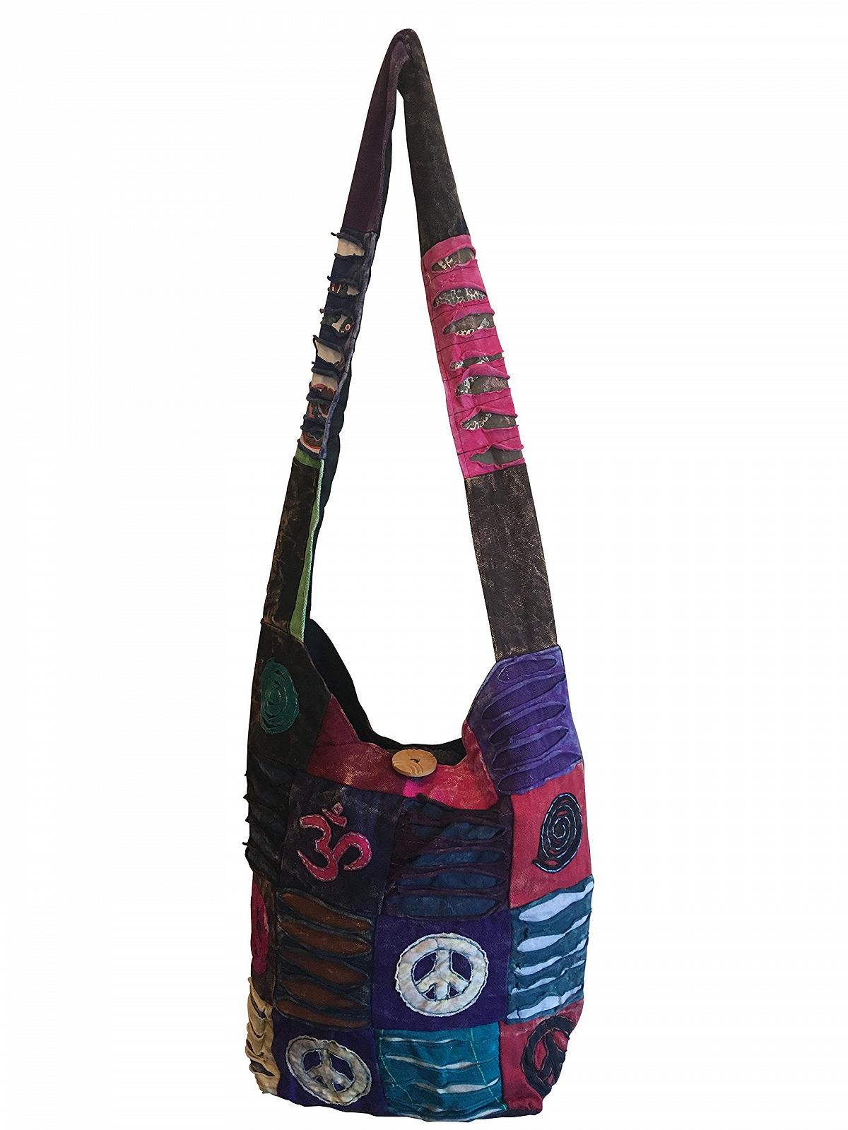 Сумка через плече Trendofindia Patchwork Peace Om Shopper, різнокольоровий, фото №1
