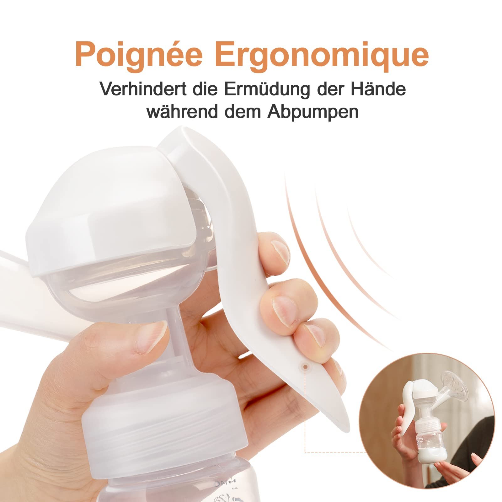 Ручной Молокоотсос NCVI с бутылочкой 150 мл, BPA Free, фото №3 Ручной Молокоотсос NCVI с бутылочкой 150 мл, BPA Free, фото №3