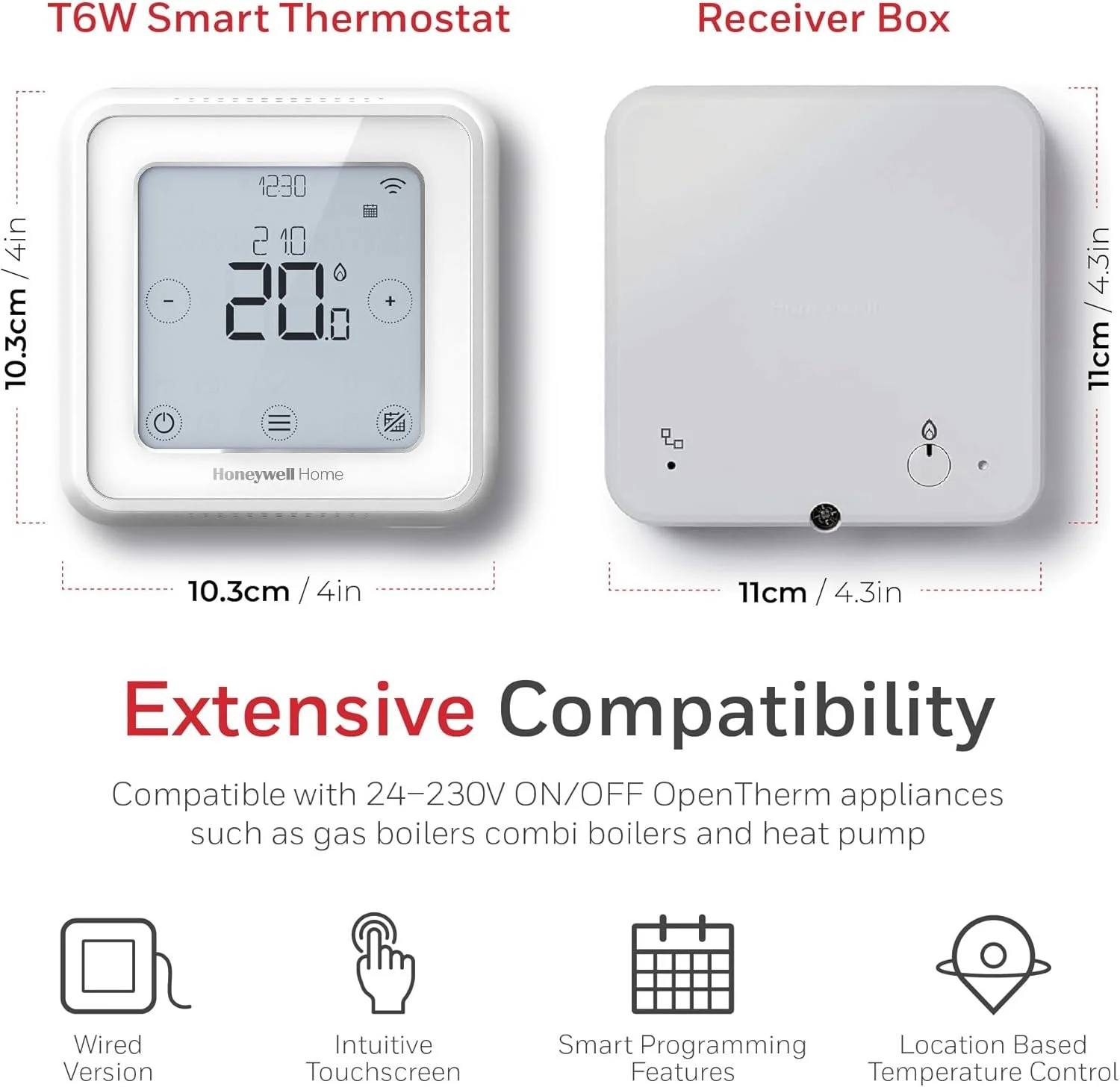 Розумний термостат для дому Honeywell Home T6 Wi-Fi Білий, фото №2 Розумний термостат для дому Honeywell Home T6 Wi-Fi Білий, фото №2