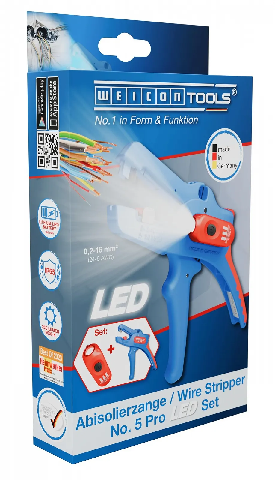 Набор стриппера с LED-подсветкой WEICON No. 5 Pro 0.2-16 мм², фото №1