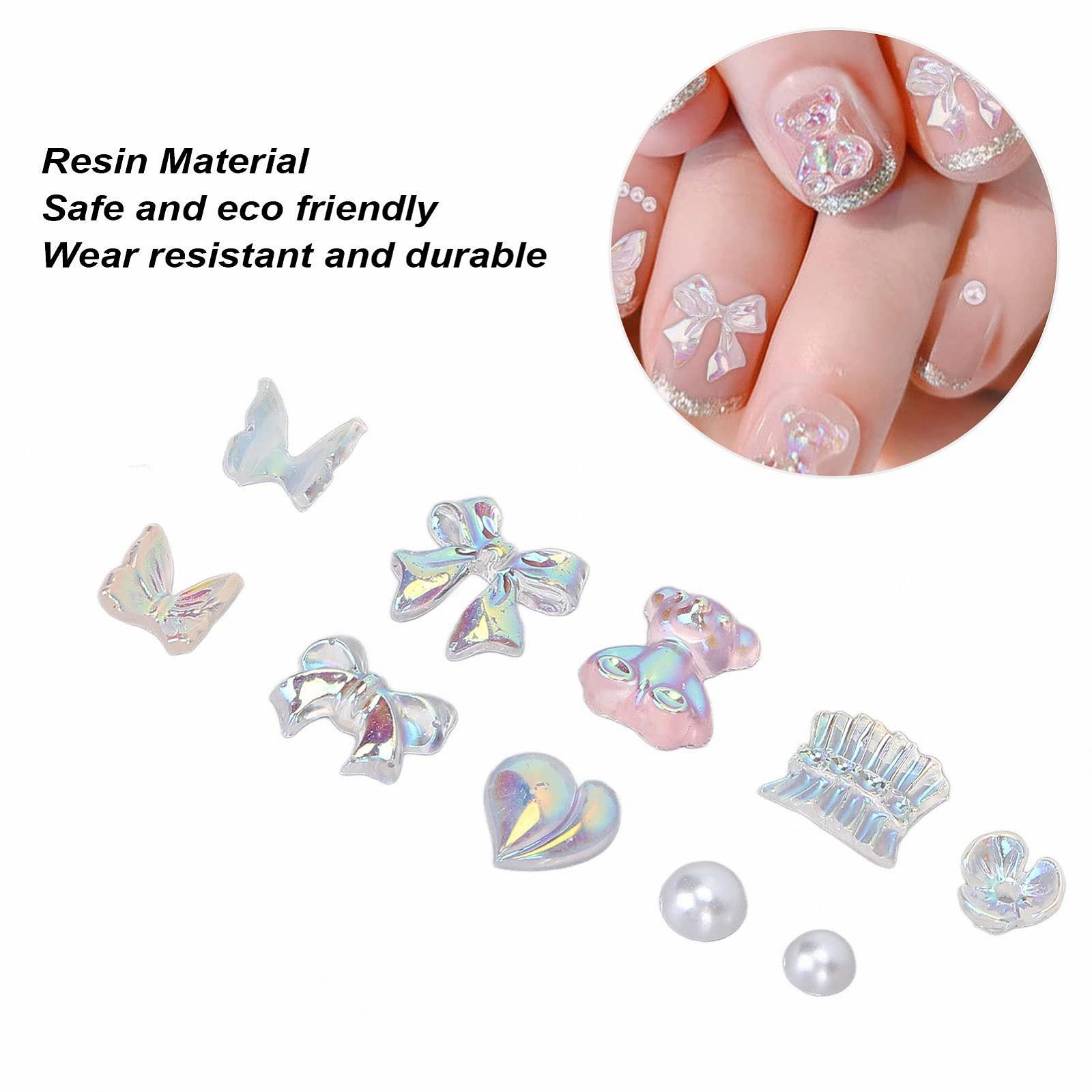 Украшение для ногтей из смолы Медведь, декор для ногтей Медведь, милый блестящий нежный бантик в форме медведя для украшения ногтей, аксессуары для дома и ногтевой студии, бусины-шармы для маникюра рук, фото №4