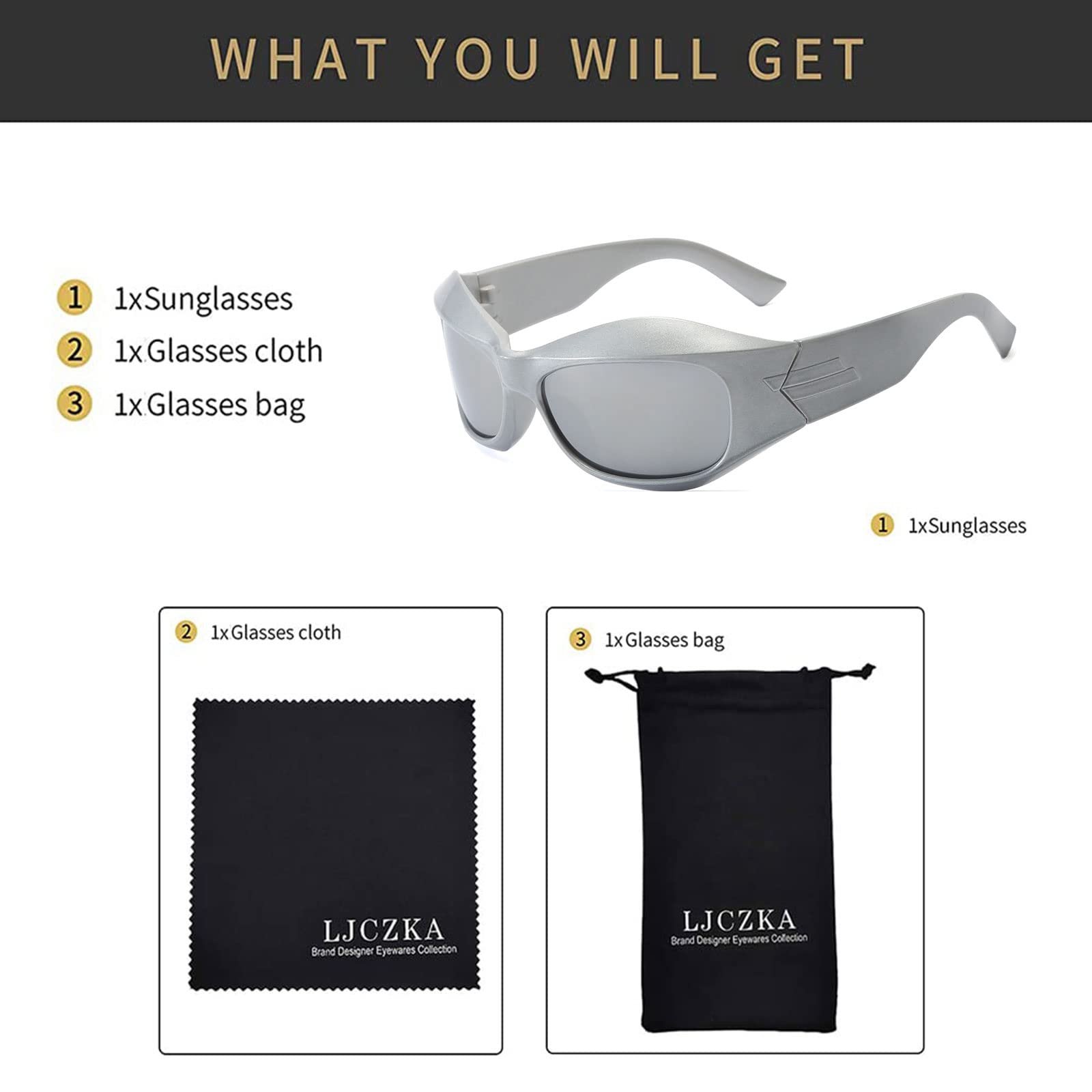 Спортивні окуляри LJCZKA y2k Wrap Around для чоловіків і жінок, фото №5