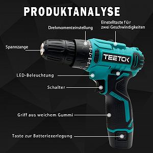 Шурупокрут Cordless Drill 12 В 50 N.m з 1 x 1500 мАг батареєю synthetic.ua - Фото 1