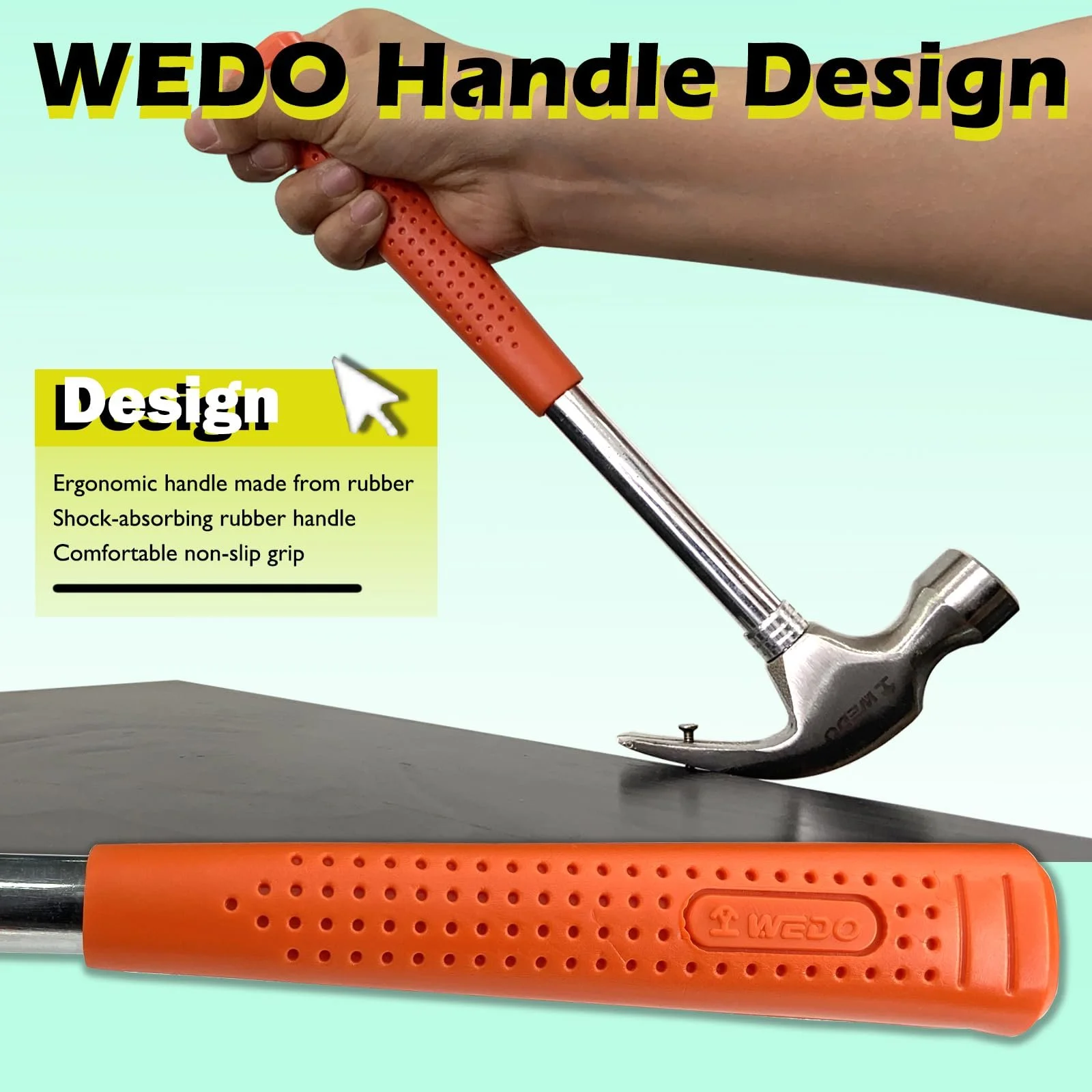 Молоток-гвоздодер WEDO 16oz/454 г углеродистая сталь нескользящая рукоятка 322 мм, фото №4 Молоток-гвоздодер WEDO 16oz/454 г углеродистая сталь нескользящая рукоятка 322 мм, фото №4