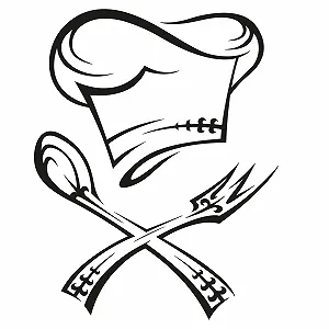 Наклейка на стіну GRAZDesign Кухня Капелюх шеф-кухаря з приборами самоклеюча 51 x 40 см 070 Чорний synthetic.ua - Фото 1