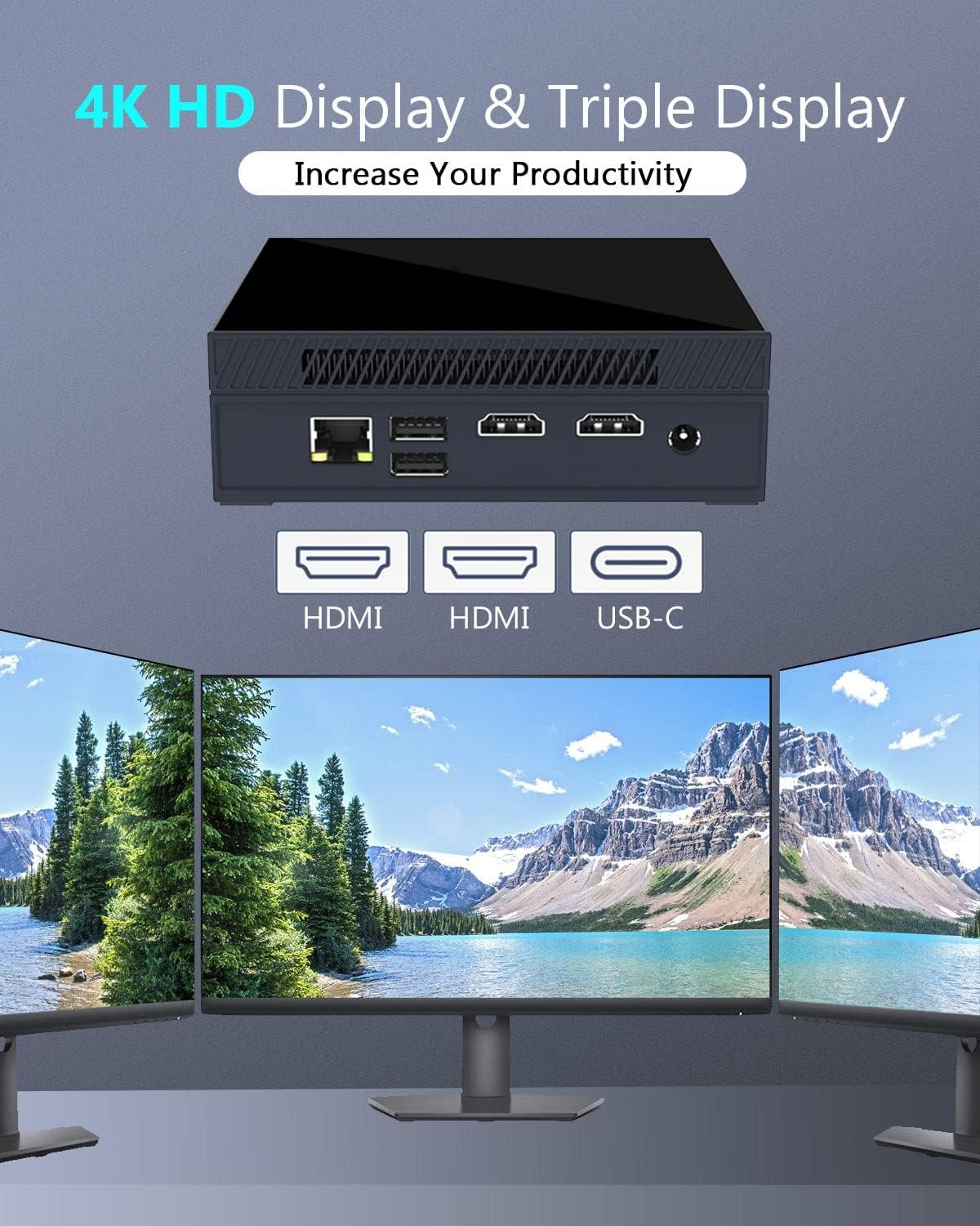 Мини ПК Maxesla GX55 / Intel Celeron N5105 / RAM 8GB / SSD 256GB / 2 x HDMI / LAN / Wi-Fi 5 / Bluetooth 5.0 / Windows 11 / Black, фото №4