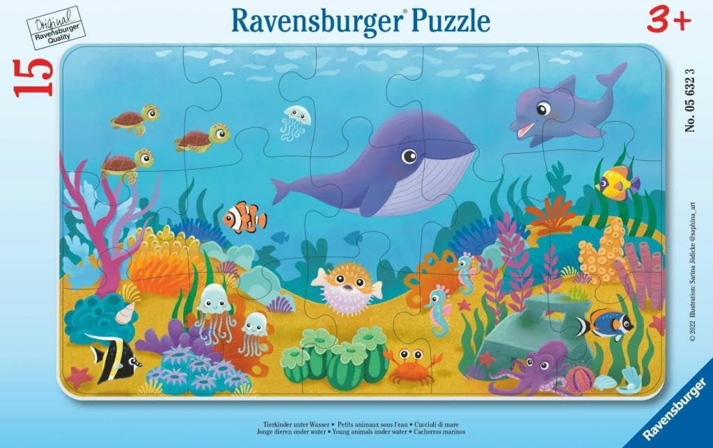 Пазл Ravensburger Children's Puzzle Animal Children Underwater 15 элементов рамочный для детей от 3 лет, фото №1