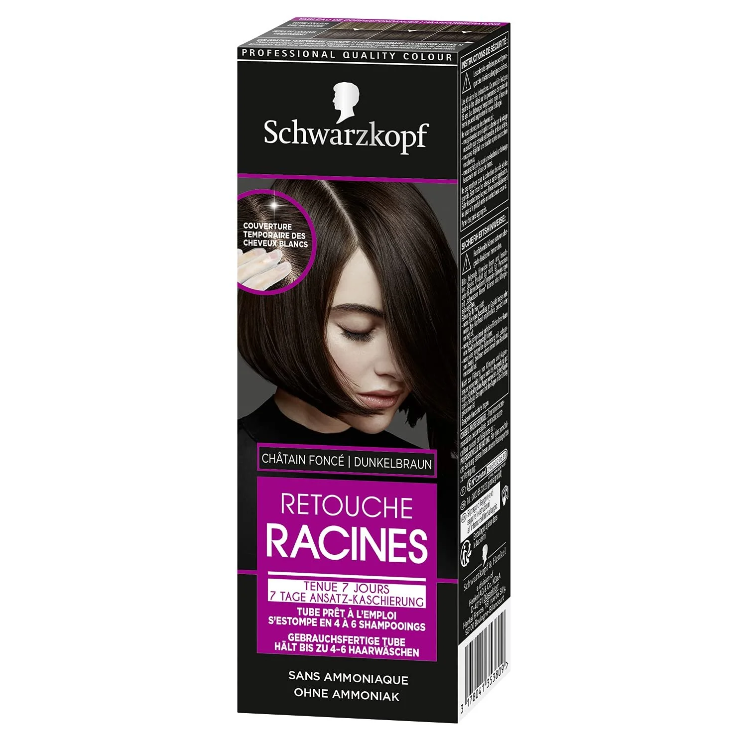 Фарба для волосся Schwarzkopf 7 Day Retouche Root Lamination Темно-коричневий, 6 x 60 мл, фото №1 Фарба для волосся Schwarzkopf 7 Day Retouche Root Lamination Темно-коричневий, 6 x 60 мл, фото №1