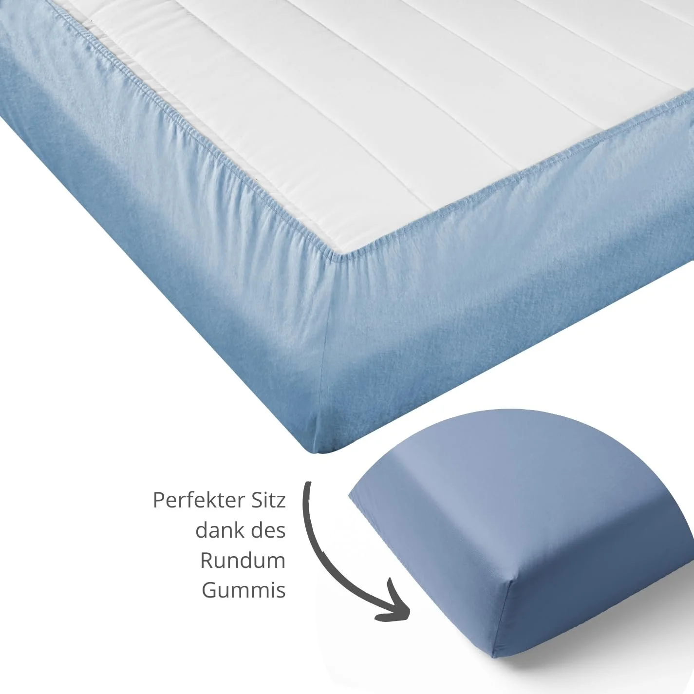 Простирадло на гумці Sleepling Бавовна фланель 140 x 200 см Світло-блакитний, фото №3 Простирадло на гумці Sleepling Бавовна фланель 140 x 200 см Світло-блакитний, фото №3