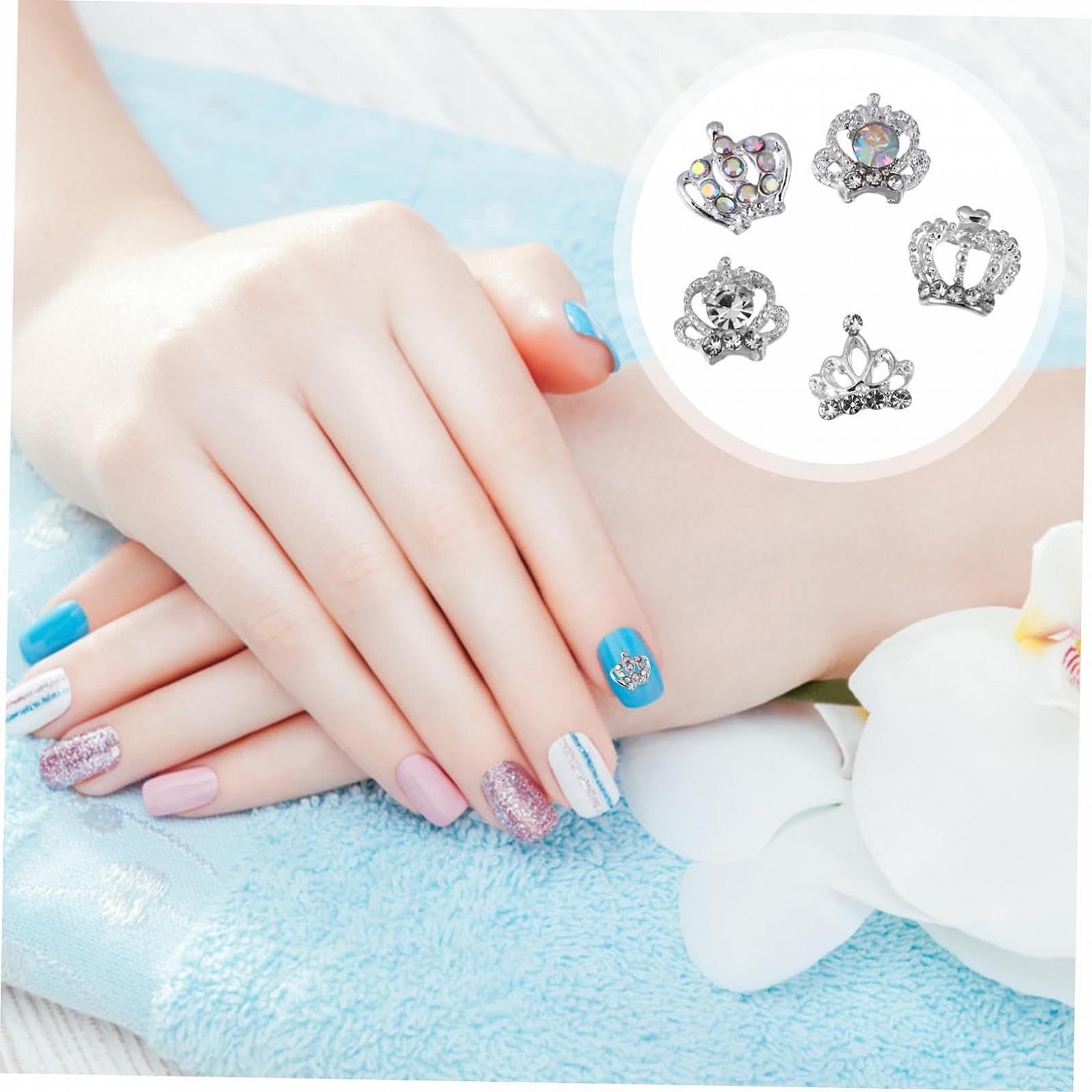Патчи для ногтей из сплава 100 шт. Корона для украшения ногтей со стразами для творческого маникюра для дизайна ногтей и особых случаев, фото №5