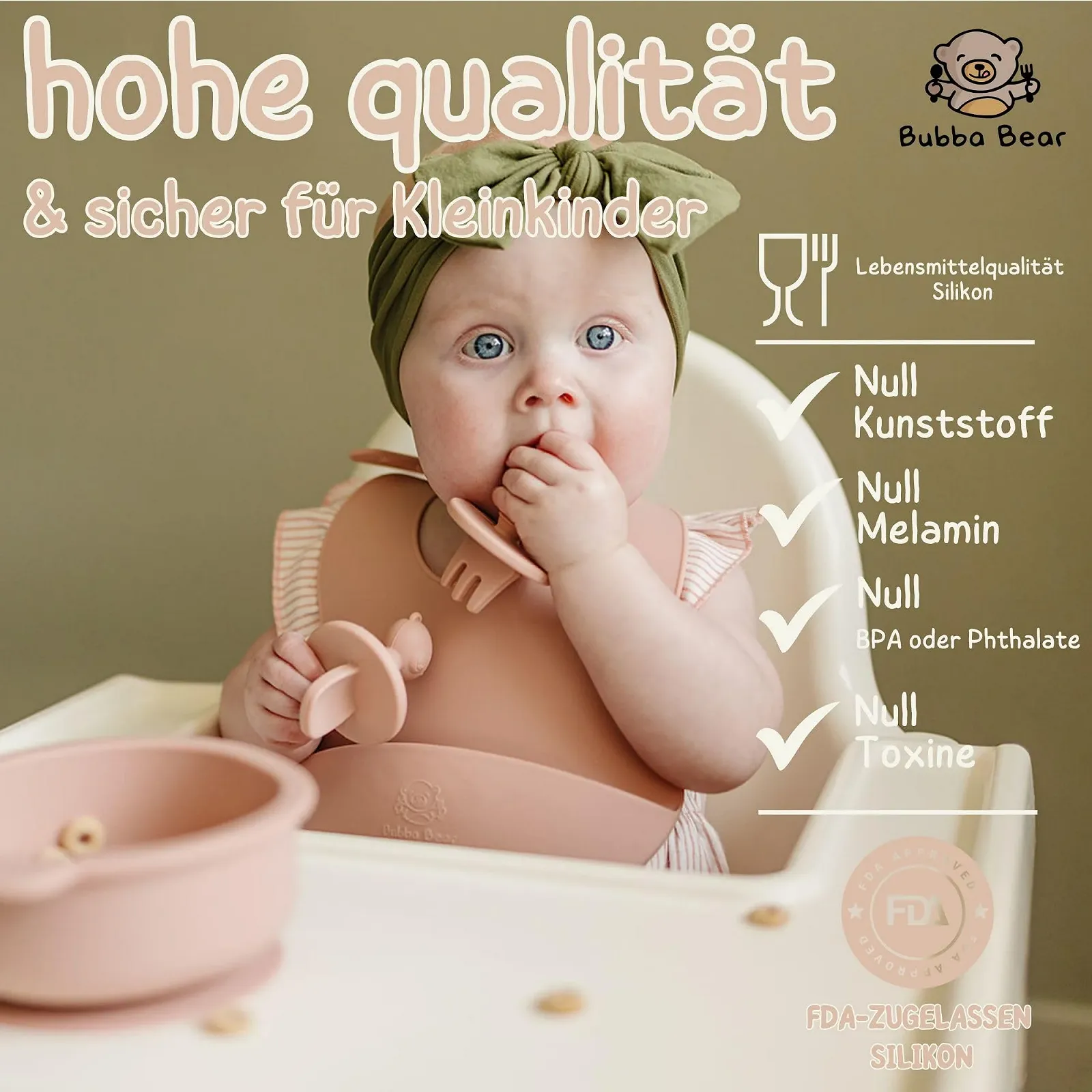 Набір дитячого силіконового посуду Bubba Bear, нековзний з присоскою, 11 предметів, без BPAі з ложкою, виделкою, мискою, слинявчиком, чашкою, поїльником, рожевий, фото №5 Набір дитячого силіконового посуду Bubba Bear, нековзний з присоскою, 11 предметів, без BPAі з ложкою, виделкою, мискою, слинявчиком, чашкою, поїльником, рожевий, фото №5