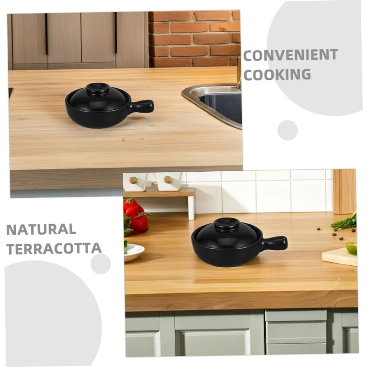 Кастрюля Donabe с крышкой ручной работы Китайская керамическая термостойкая для супов и тушения, фото №7