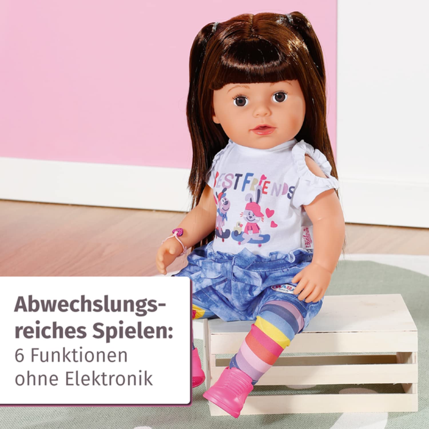 Лялька Zapf Creation BABY born 830352 Sister Brunett 43 см Doll з волоссям і 6 реалістичними функціями без батарейки з аксесуарами, фото №2