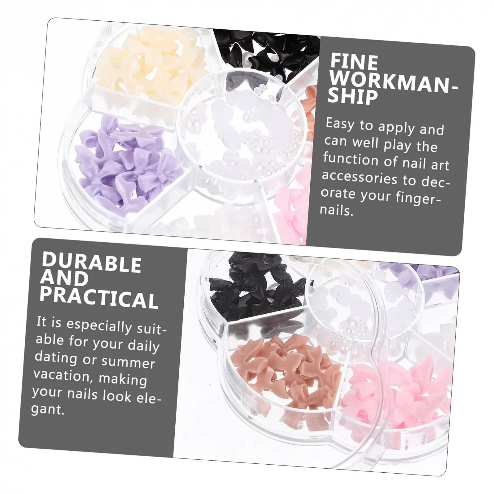 Украшения для ногтей FRCOLOR с жемчугом и бантиками Декоративные аксессуары для дизайна ногтей Наборы цветного жемчуга для стильных ногтей Легкие украшения для ногтей, фото №8