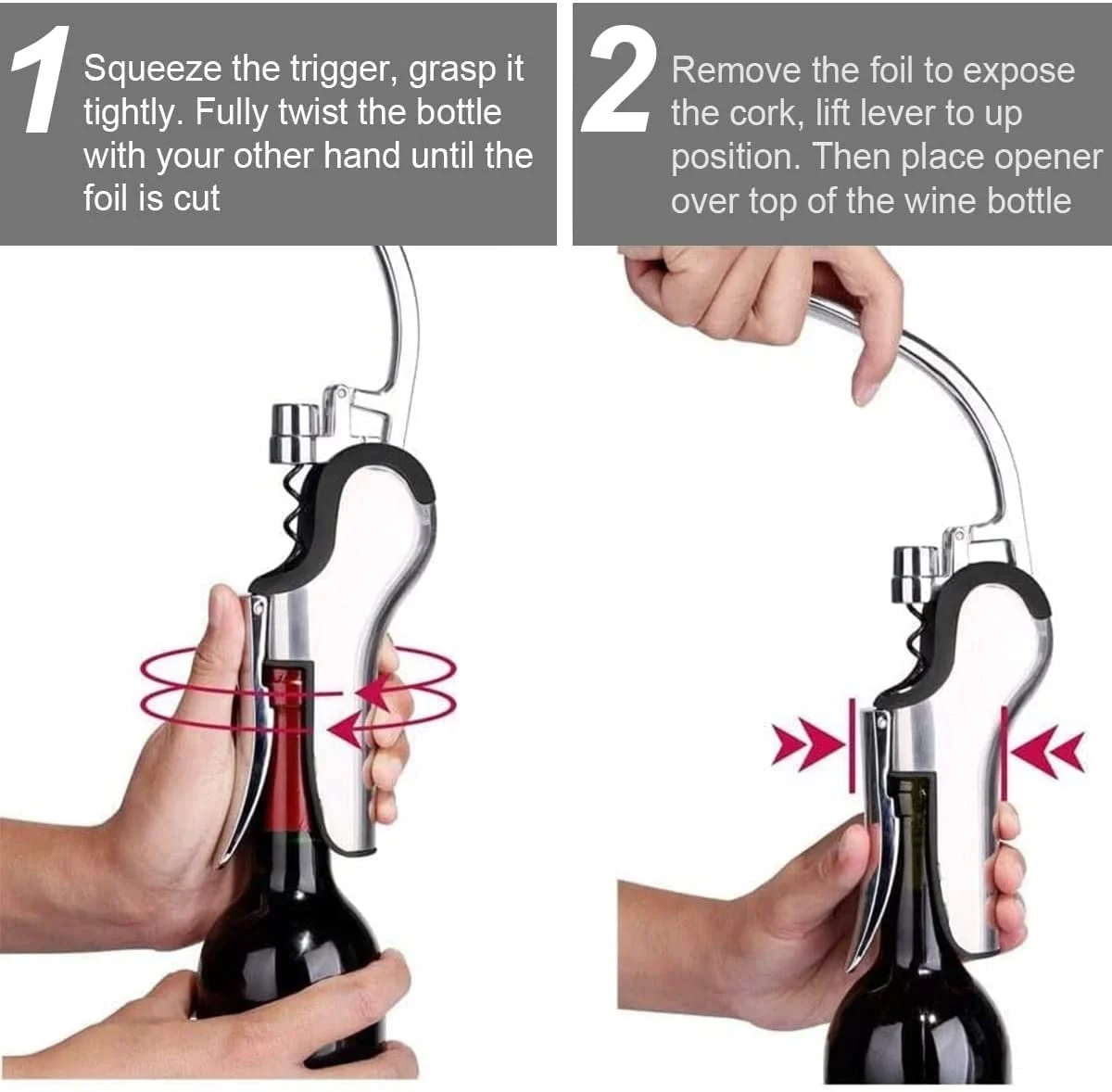 Штопор KAYCROWN Вертикальный рычаг из нержавеющей стали со встроенным резаком фольги, фото №6 Штопор KAYCROWN Вертикальный рычаг из нержавеющей стали со встроенным резаком фольги, фото №6