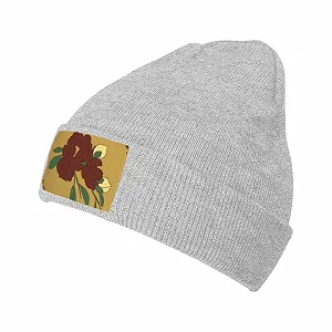 Вязаная Шапка BROLEO рисунок красного лунного цветка - Фото 1