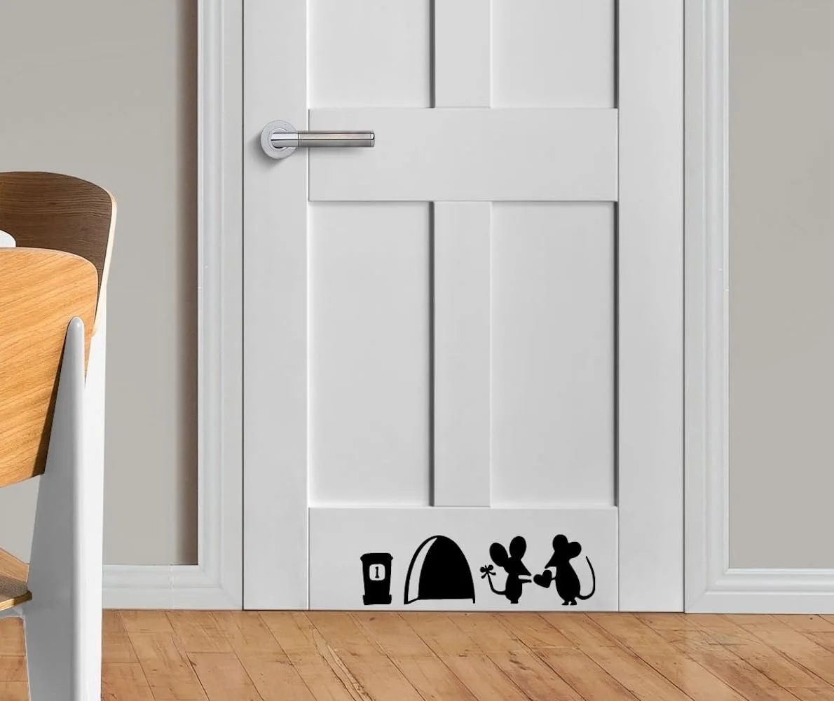 Настінна наклейка 214B Mouse Love Heart Вінілова Миші для плінтуса 18 x 7 см Чорна, фото №7