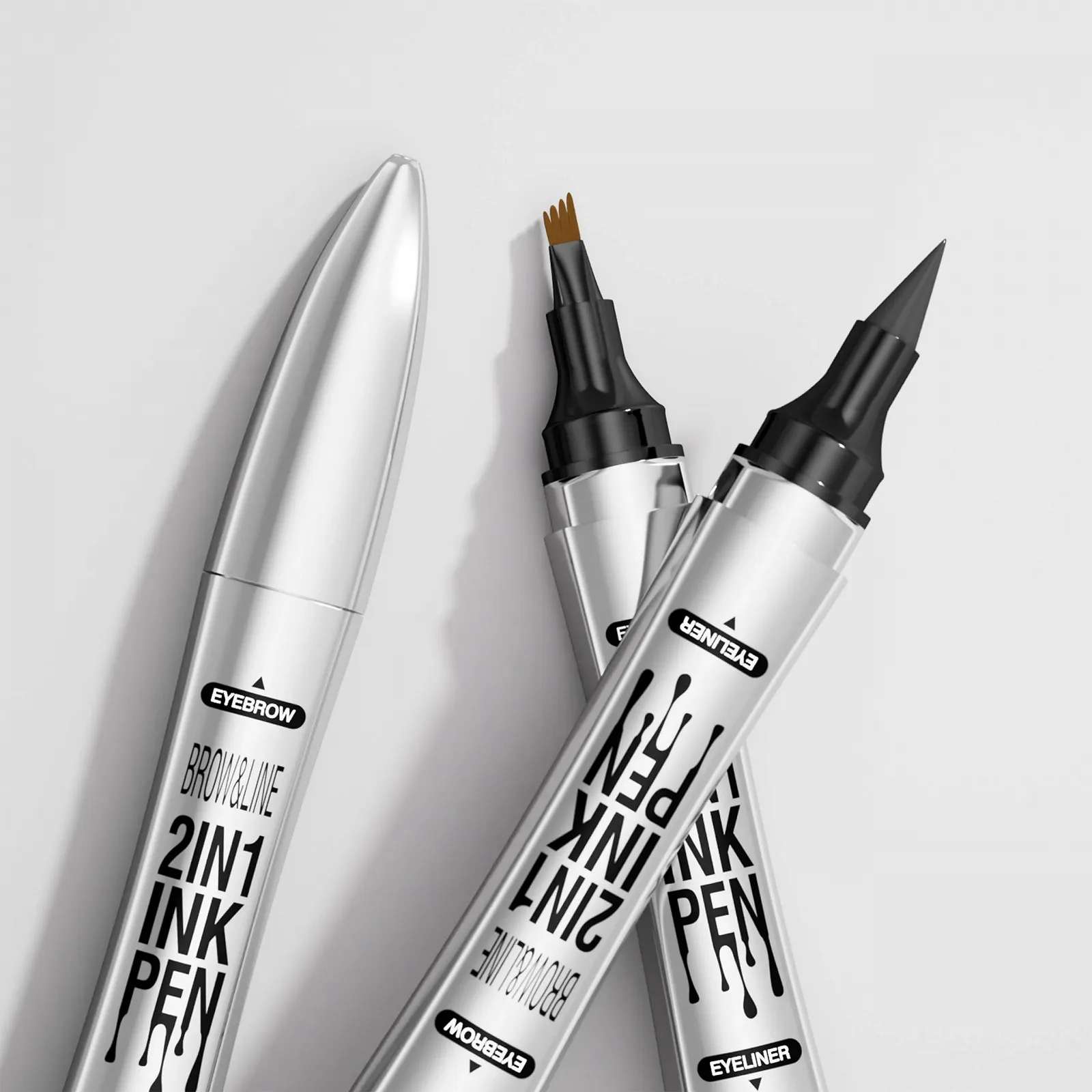 Олівець для брів та підводка 2-in-1 Waterproof Microblading 4-Prong Micro Fork Tip Light Brown, фото №7