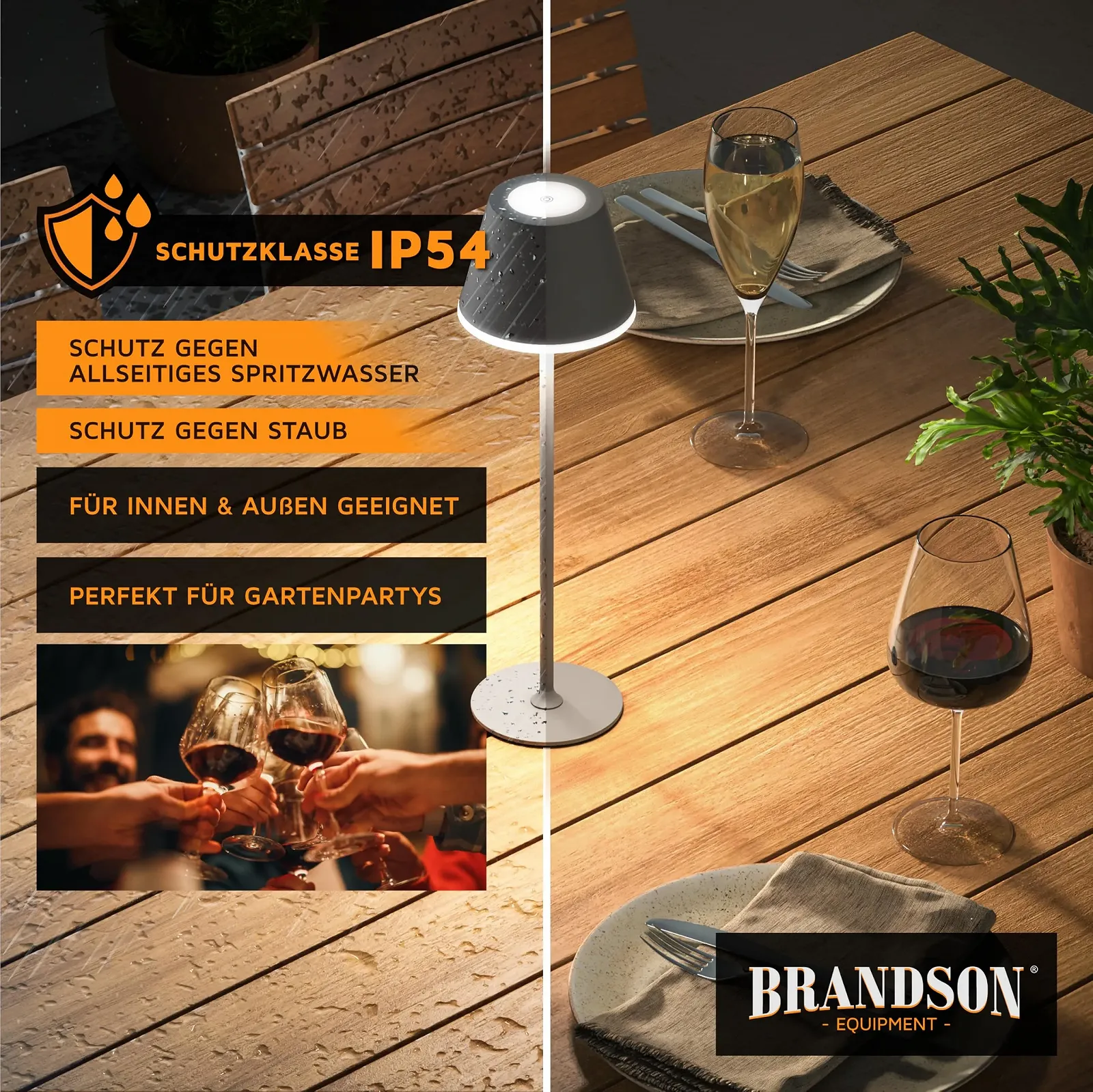 Настольная лампа CSL LED Аккумуляторная Бездротовая Сенсорная Димер Металл IP54 Антрацит, фото №5