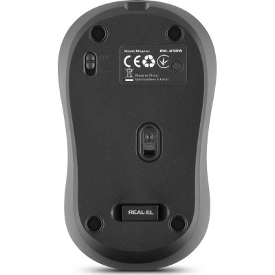 Мышка REAL-EL RM-450W Wireless/Bluetooth Black/Gray (EL123200046), фото №8 Мышка REAL-EL RM-450W Wireless/Bluetooth Black/Gray (EL123200046), фото №8