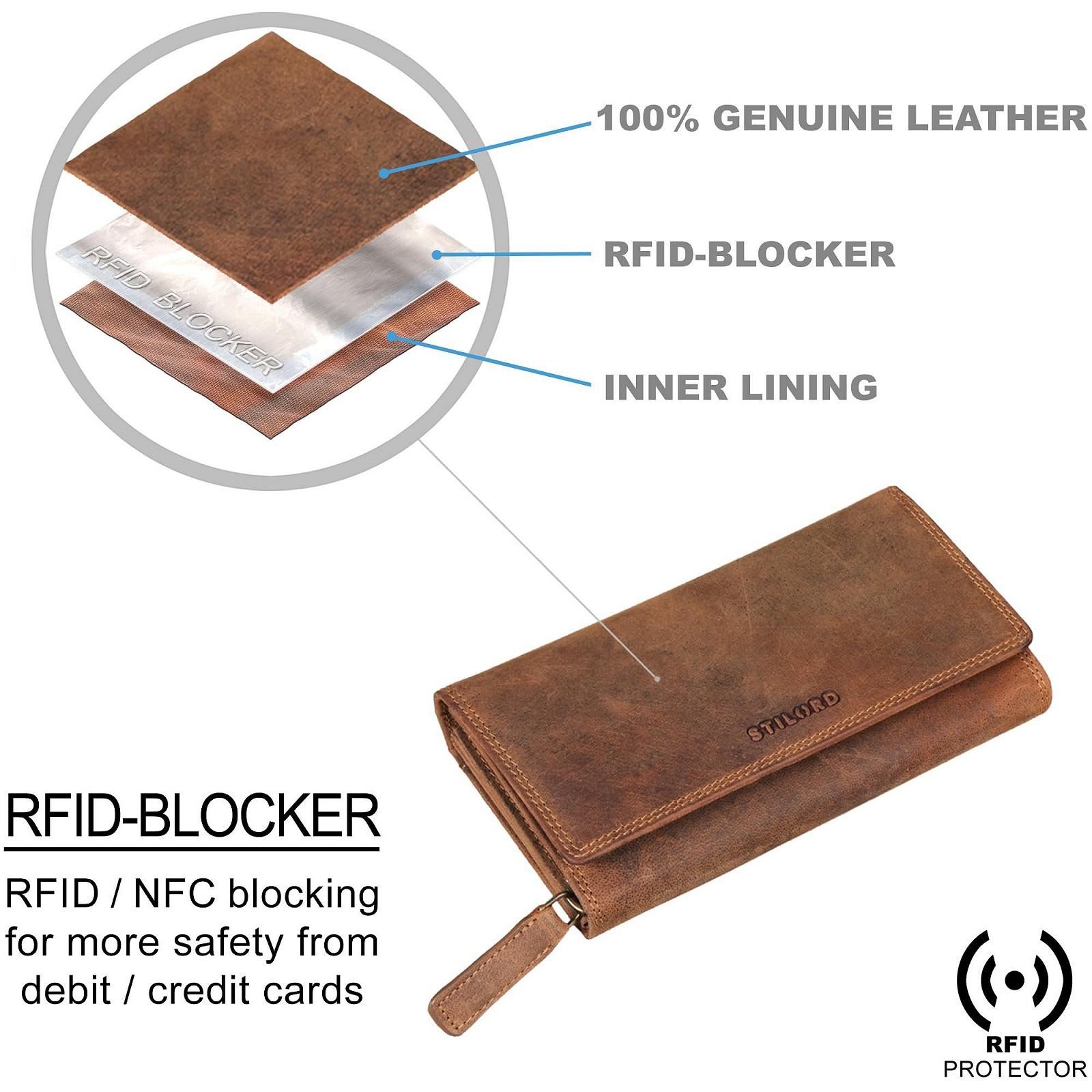 Кошелек STILORD Ellen Женский Кожаный Защита RFID и NFC в Стильной Подарочной Коробке Большой Кошелек из Натуральной Кожи, Bergamo - Коричневый, кошелек для монет, фото №5