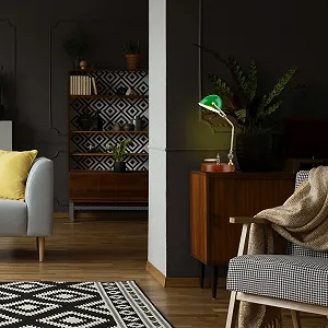 Настільна лампа Relaxdays Banker Retro Зелена/Коричнева 42 x 26 x 25 см E27 synthetic.ua - Фото 1