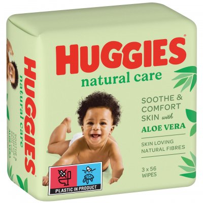 Діти щільні салфетки Huggies Natural Care 56 х 3 шт 5029053550176, фото №2