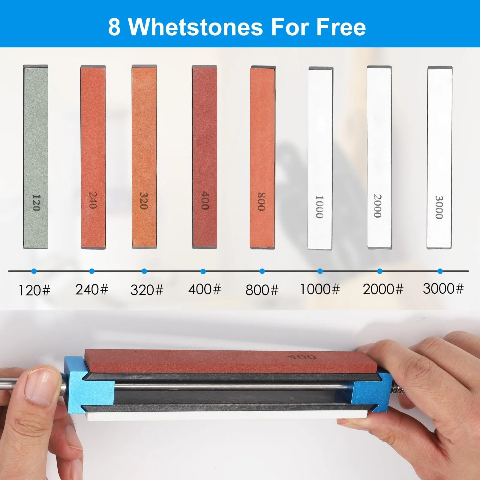 Ручна Точилка для ножів Професійна Система заточування з фіксованим кутом з 8 каменями, фото №2