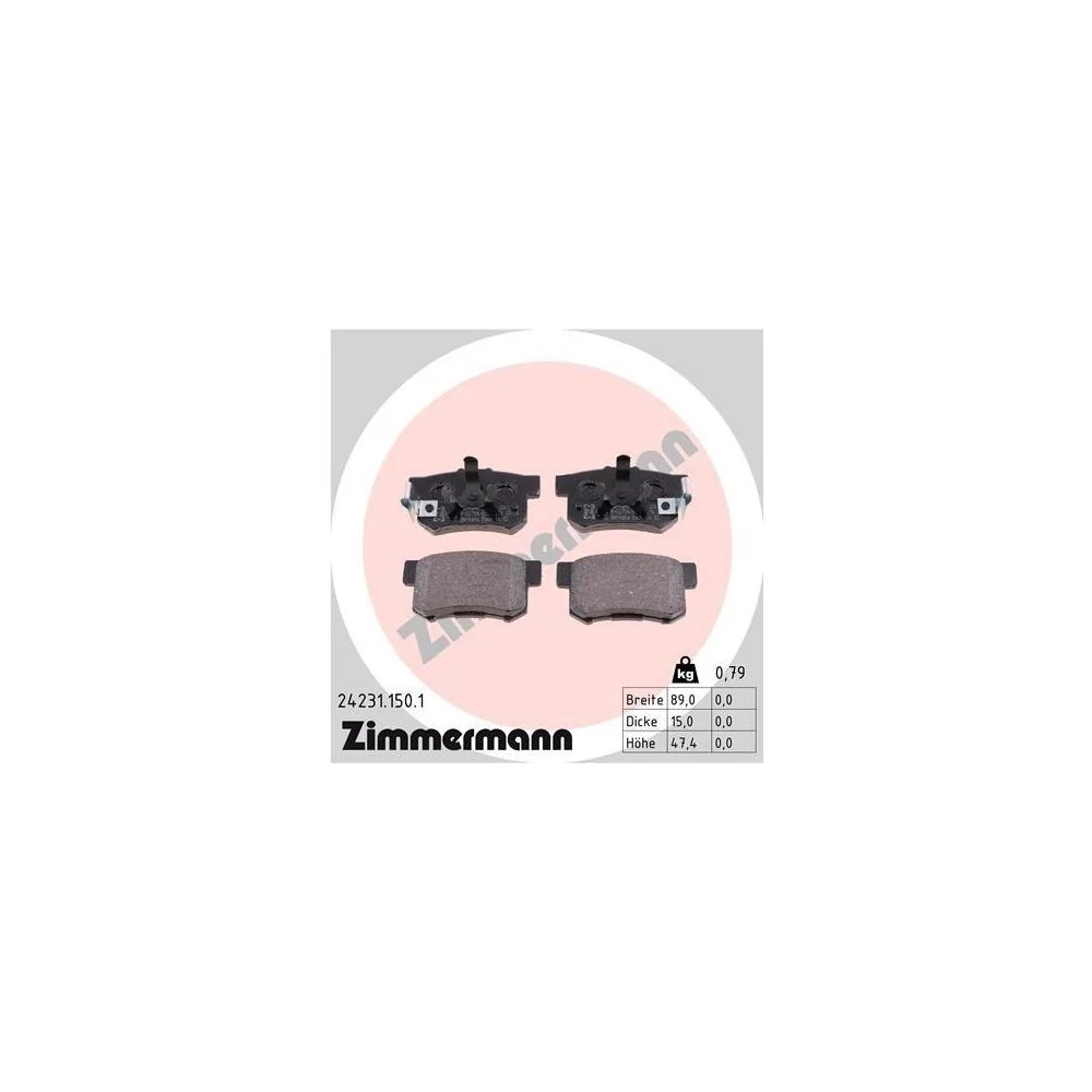 Комплект тормозных колодок дискового тормоза ZIMMERMANN 24231.150.1 для HONDA ACURA, фото №1