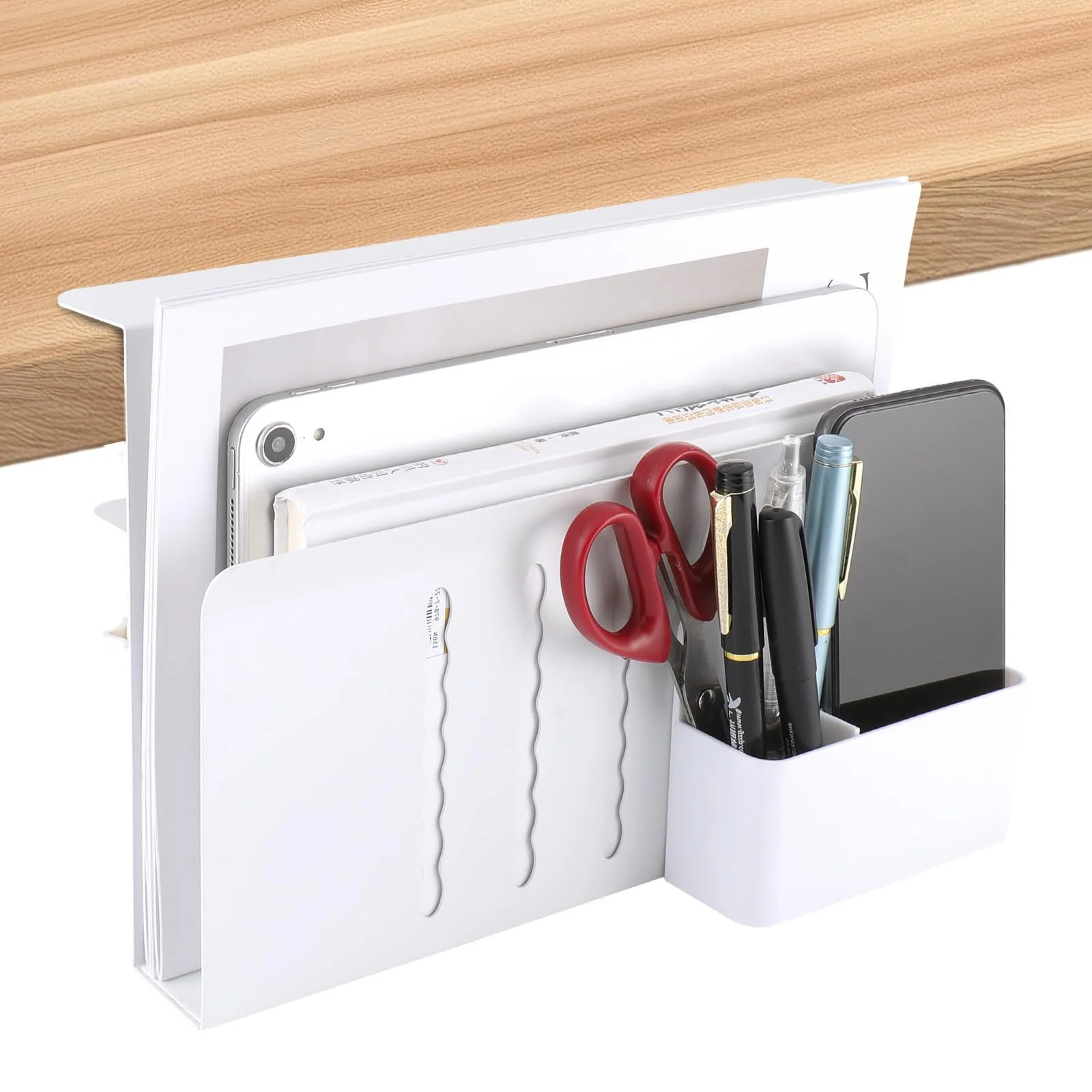 Настольный органайзер Держатель для ноутбука Боковой органайзер стола Регулируемый по высоте Под стол Боковой органайзер стола с магнитным держателем для ручек и отверстиями для охлаждения Черный, фото №1