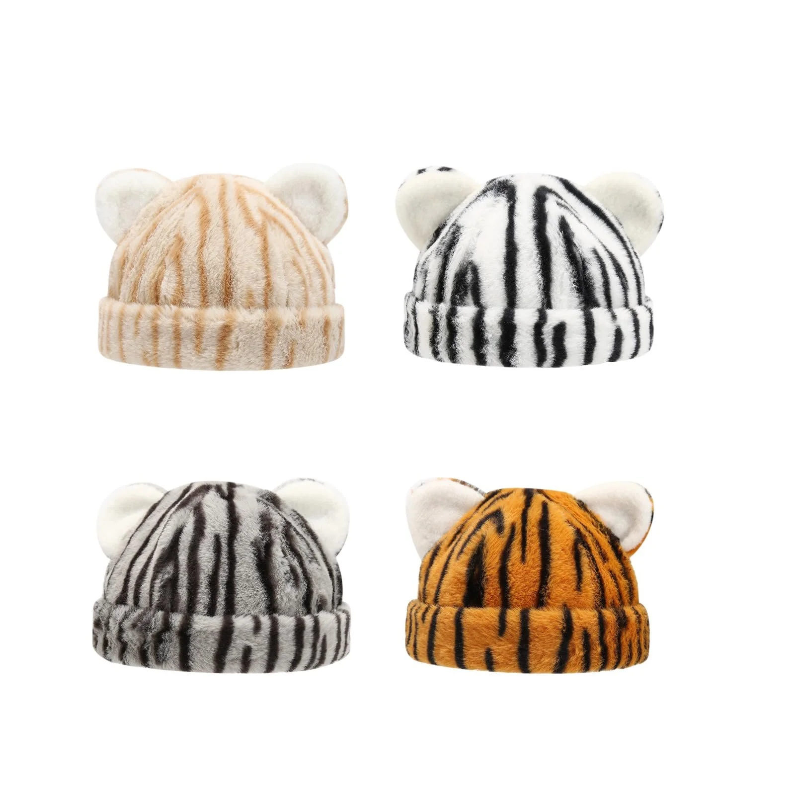 Шапка RETUOLWAG Узор животных Ушки медвежонка Без полей Для женщин Модный череп Утолщенный Теплый Для катания на лыжах на открытом воздухе Повседневный, фото №3