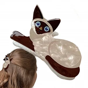 Зажим-коготь для волос Кошка - нескользящие когти для волос, заколки для волос, заколки для волос с узлом, большая нескользящая заколка для волос, кошачьи заколки для волос для женщин, девушек, для повседневной и официальной одежды - Фото 1