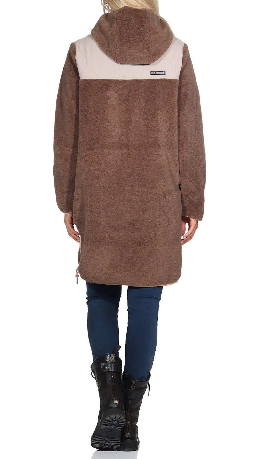 Флісова куртка Sublevel Жіноча LSL-457 Довга Teddy з капюшоном, фото №4 Флісова куртка Sublevel Жіноча LSL-457 Довга Teddy з капюшоном, фото №4