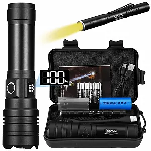 Світлодіодний ліхтар USB C акумуляторний, 500 000 люмен, надзвичайно яскравий, міцний тактичний з 5 режимами освітлення, водонепроникний IPX7 для кемпінгу, активного відпочинку, надзвичайних ситуацій - Фото 1