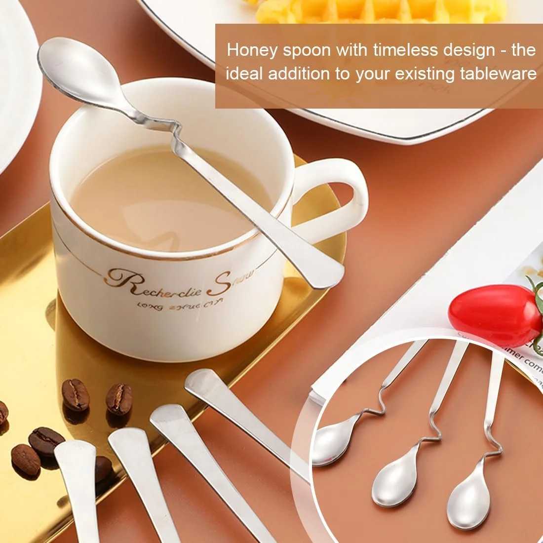 Ложка для меду з нержавіючої сталі, з довгою ручкою, для джему, для змішування, для джему, сиропу, йогурту, патоки, фото №4