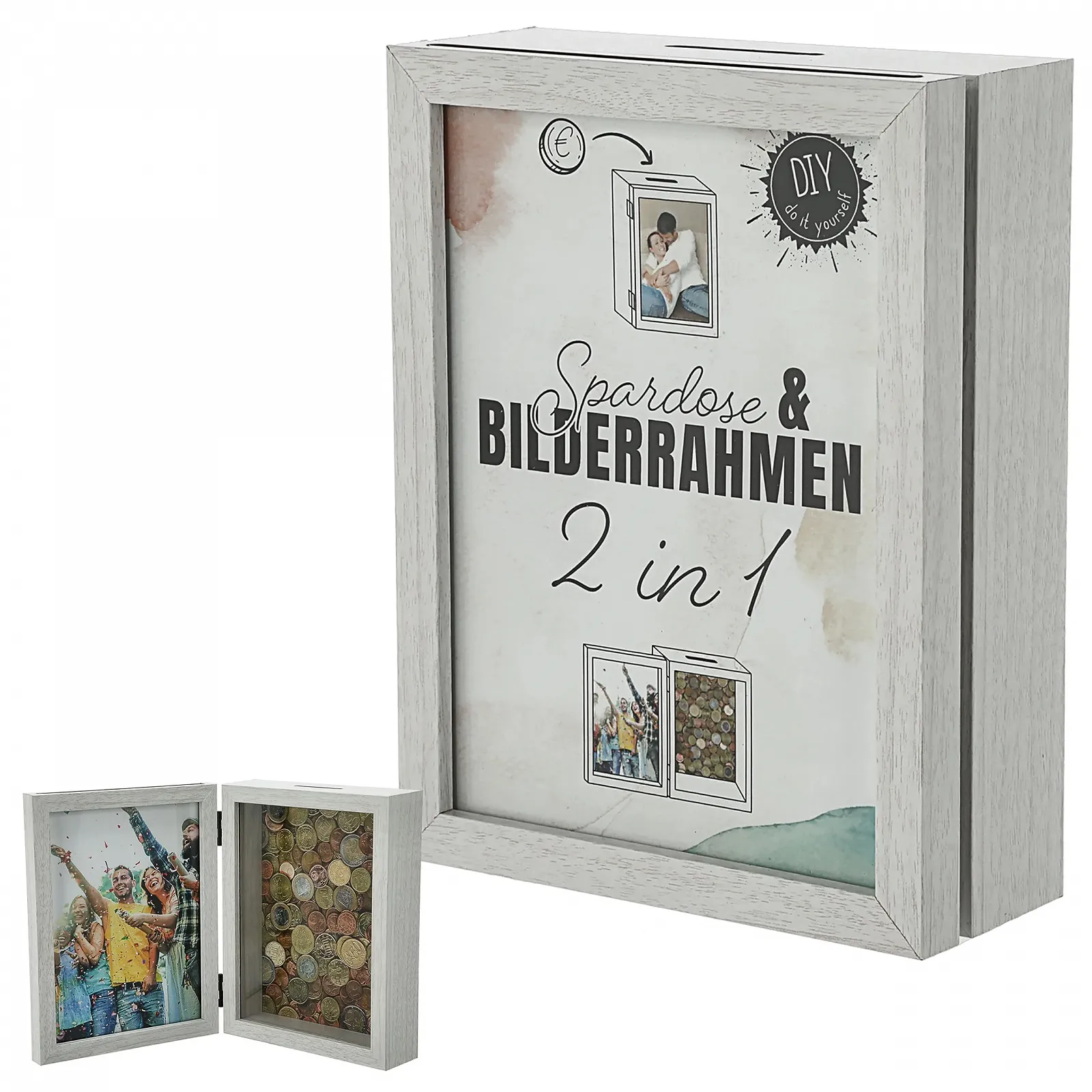 Копилка-рамка для фото 2 в 1 White MDF 19 x 14.5 x 5.5 см, фото №4 Копилка-рамка для фото 2 в 1 White MDF 19 x 14.5 x 5.5 см, фото №4