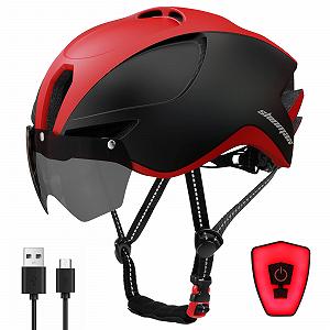Шолом велосипедний Shinmax з підсвічуванням, USB зарядкою, козирком, магнітний, знімний, легкий, для MTB, міста, для дорослих, дихаючий, регульований, 57-62 см - Фото 1