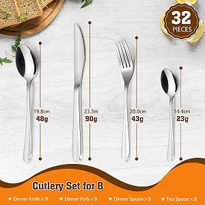 Набір столових приборів Tieplis, 32 предмети: ножі, виделки, ложки з нержавіючої сталі на 8 персон, з дзеркальною поліровкою ціна на synthetic.ua - Фото 1 Набір столових приборів Tieplis, 32 предмети: ножі, виделки, ложки з нержавіючої сталі на 8 персон, з дзеркальною поліровкою synthetic.ua - Фото 1