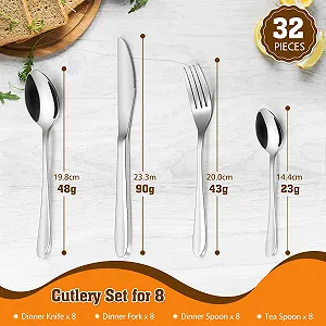 Набір столових приборів Tieplis, 32 предмети: ножі, виделки, ложки з нержавіючої сталі на 8 персон, з дзеркальною поліровкою ціна на synthetic.ua - Фото 1 Набір столових приборів Tieplis, 32 предмети: ножі, виделки, ложки з нержавіючої сталі на 8 персон, з дзеркальною поліровкою synthetic.ua - Фото 1