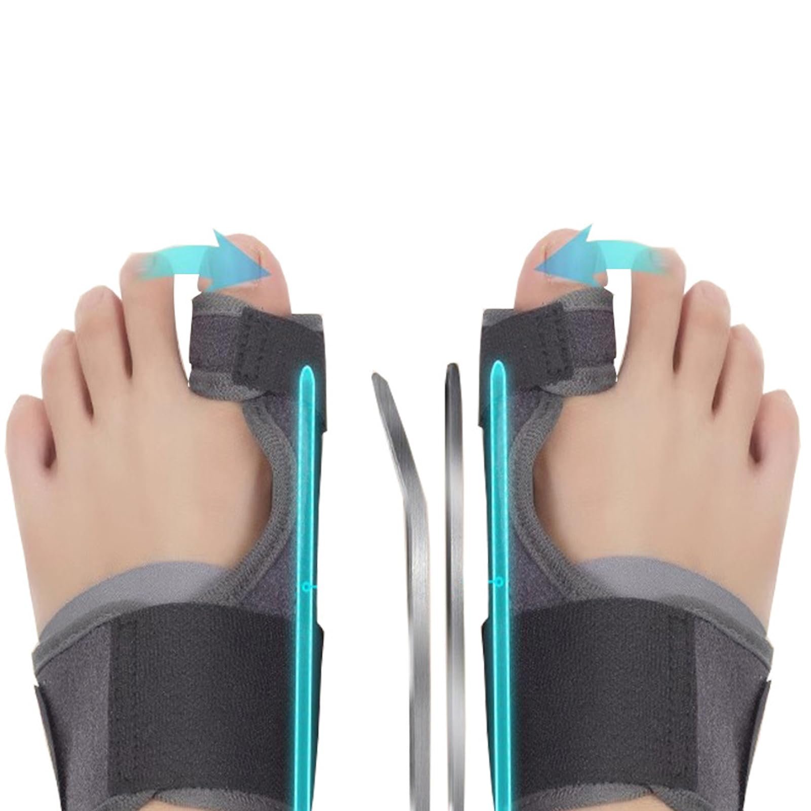 Шина Hallux Valgus 2 шт., Корекція та знеболення з 2 роздільниками для пальців ніг і 2 регульованими ремінцями на п’яту, фото №7