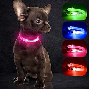 Ошейник светодиодный YFbrite LED Rechargeable Reflective Pink XS - Фото 1