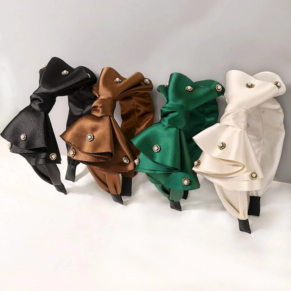 Обруч атласний однотонний з великим бантом, широкий, фото №3 Обруч атласний однотонний з великим бантом, широкий, фото №3