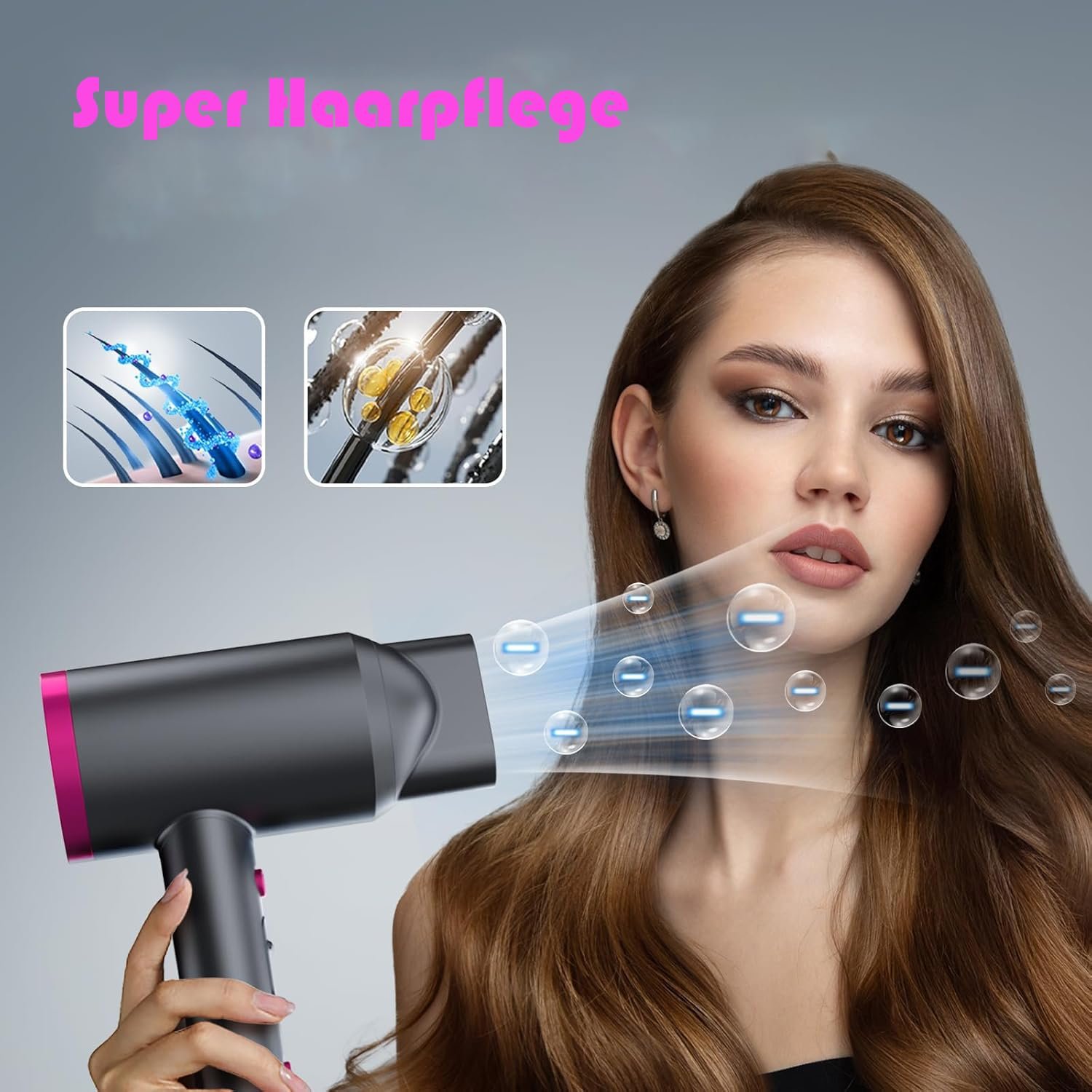Фен Professional Ion 2000 Вт с AC мотором и 3 режимами нагрева с контроллером постоянной температуры и концентраторами, фото №5